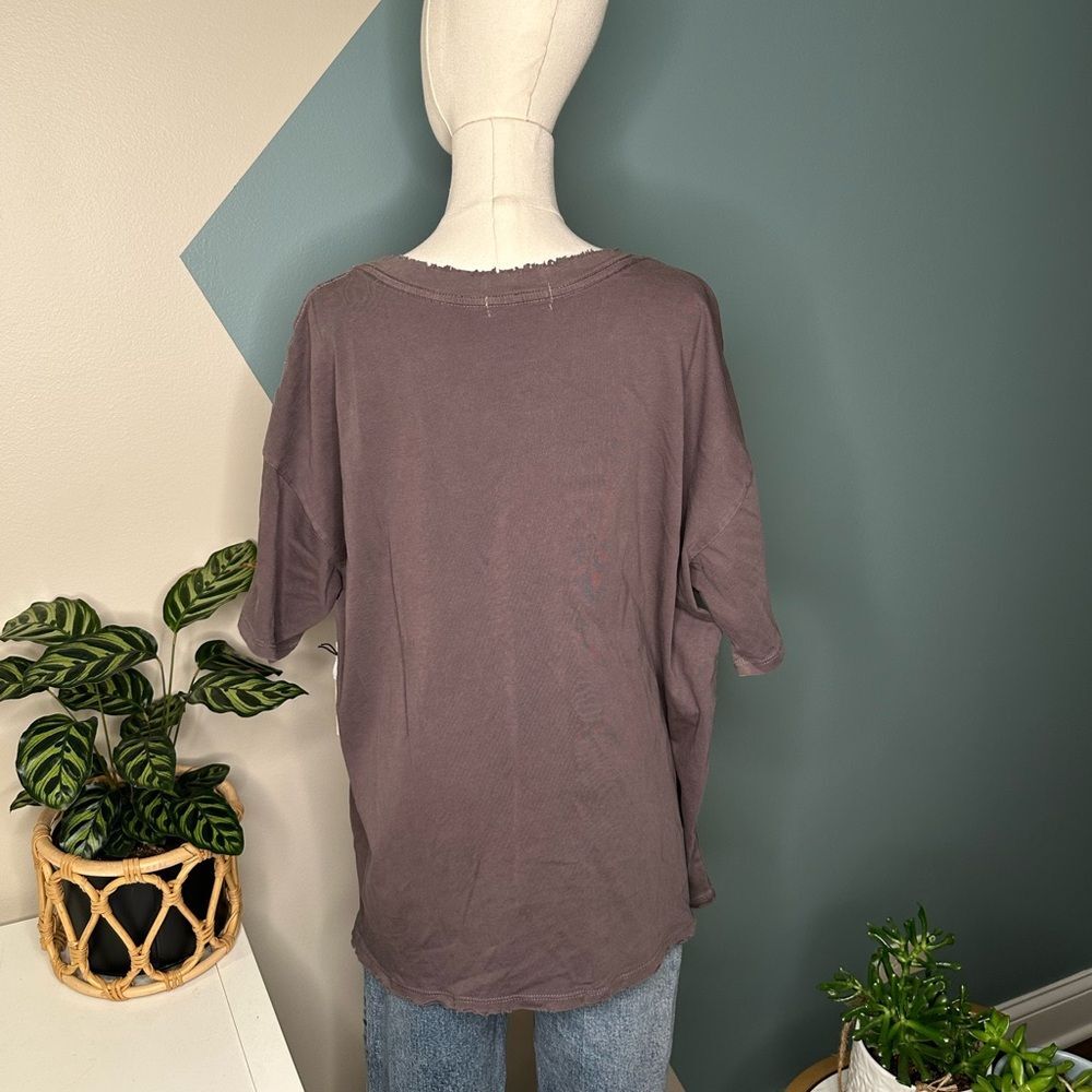 Treasure & Bond Distressed Raw Hem Tee Grey Relaxed Fit Minimalist T-Shirt Large - Picture 5 of 11